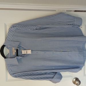 Loft blue with white pin stripe button down long sleeve